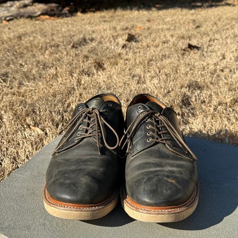 Viberg Derby Shoe in C.F. Stead Military Green Waxed Kudu