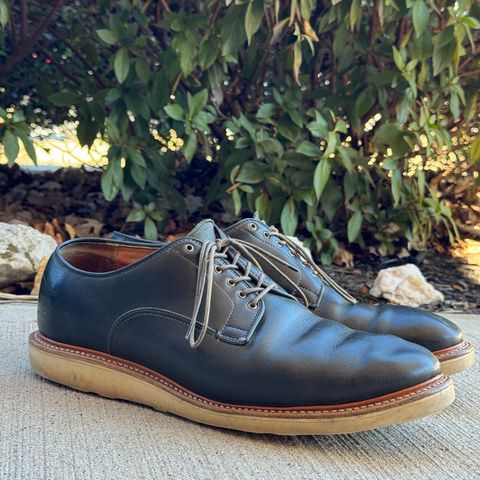 View photo of Viberg Derby Shoe in C.F. Stead Military Green Waxed Kudu