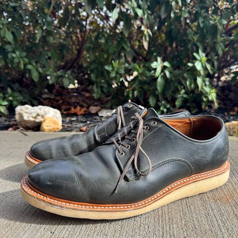 View photo of Viberg Derby Shoe in C.F. Stead Military Green Waxed Kudu