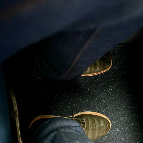 View photo of Viberg Derby Shoe in C.F. Stead Military Green Waxed Kudu