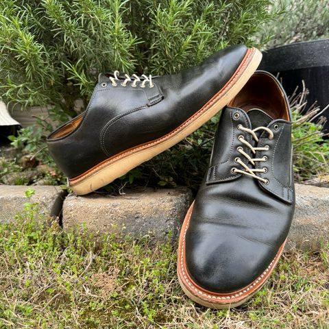 View photo of Viberg Derby Shoe in C.F. Stead Military Green Waxed Kudu