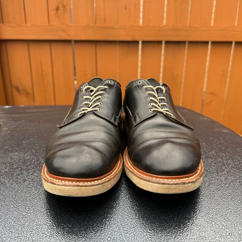 View photo of Viberg Derby Shoe in C.F. Stead Military Green Waxed Kudu