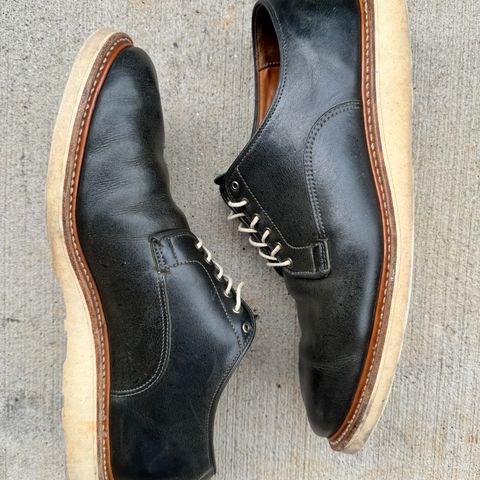 View photo of Viberg Derby Shoe in C.F. Stead Military Green Waxed Kudu