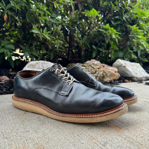 View photo of Viberg Derby Shoe in C.F. Stead Military Green Waxed Kudu