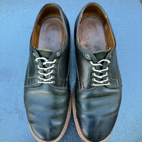 View photo of Viberg Derby Shoe in C.F. Stead Military Green Waxed Kudu