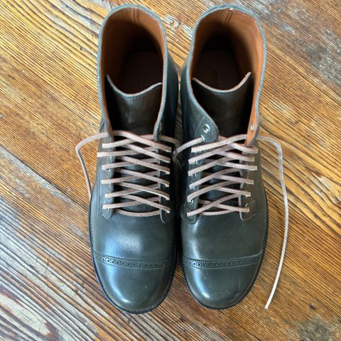 View photo of Viberg Service Boot BCT in Maryam Olive TPR Horsebutt