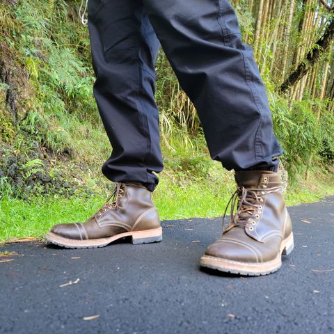 View photo of White's MP-Sherman Toe Cap in Horween Olive Waxed Flesh