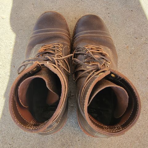 View photo of White's MP-Sherman Toe Cap in Horween Olive Waxed Flesh