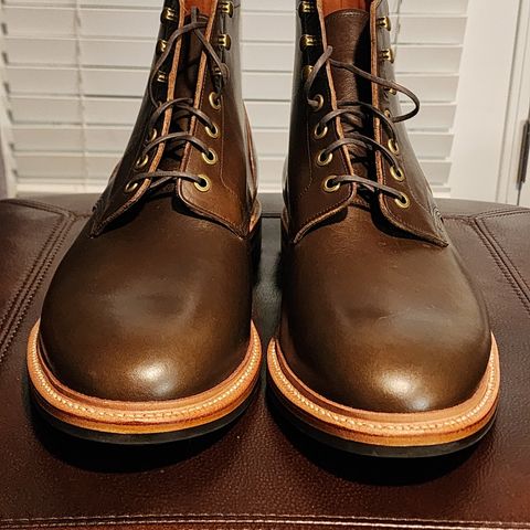 View photo of Grant Stone Diesel Boot in Horween Dark Olive Chromexcel