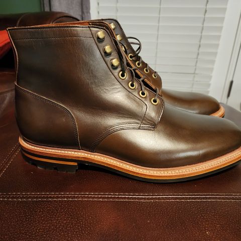 View photo of Grant Stone Diesel Boot in Horween Dark Olive Chromexcel