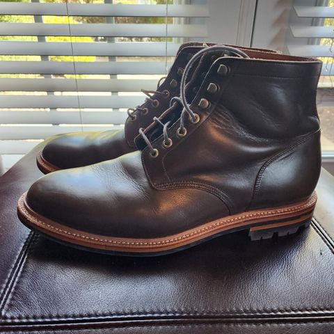 View photo of Grant Stone Diesel Boot in Horween Dark Olive Chromexcel