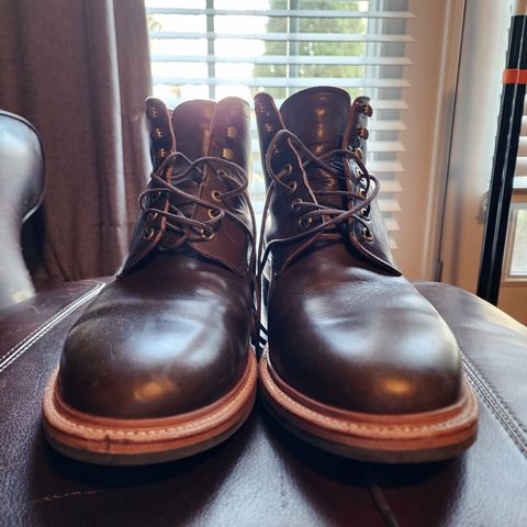 View photo of Grant Stone Diesel Boot in Horween Dark Olive Chromexcel