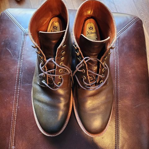 View photo of Grant Stone Diesel Boot in Horween Dark Olive Chromexcel