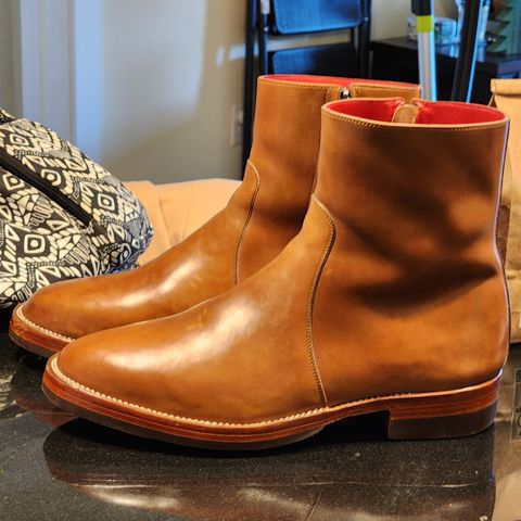 View photo of Benzein The Stride Side Zip Boots in Maryam Toscanello Horsebutt