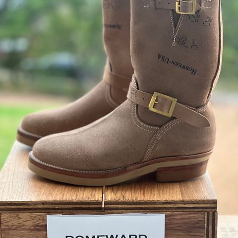 Prototype Service Shoes U 22-2 Engineer Boot in Horween Natural Chromexcel Horsehide Roughout