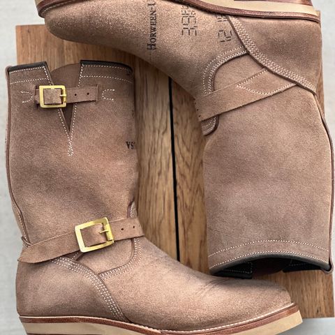 Prototype Service Shoes U 22-2 Engineer Boot in Horween Natural Chromexcel Horsehide Roughout