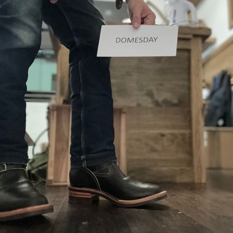 Wesco Boss Engineer Boot in Horween Dark Olive Waxed Flesh