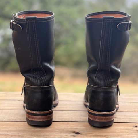 Wesco Boss Engineer Boot in Horween Dark Olive Waxed Flesh