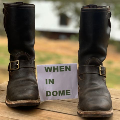 Wesco Boss Engineer Boot in Horween Dark Olive Waxed Flesh