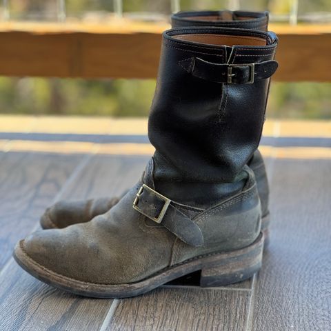 Wesco Boss Engineer Boot in Horween Dark Olive Waxed Flesh