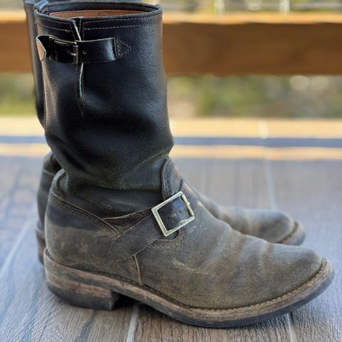 Wesco Boss Engineer Boot in Horween Dark Olive Waxed Flesh