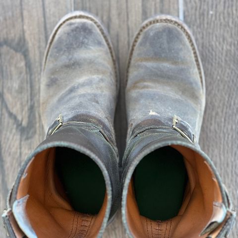 Wesco Boss Engineer Boot in Horween Dark Olive Waxed Flesh
