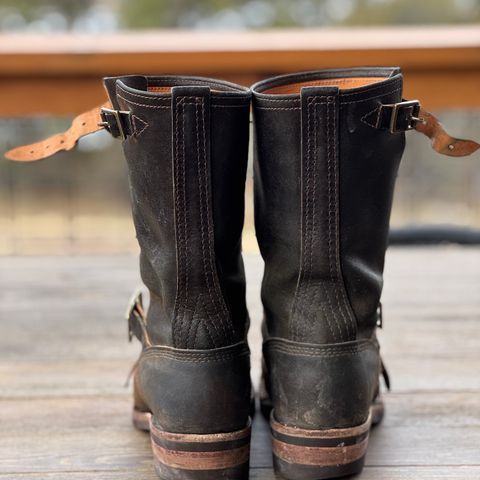 Wesco Boss Engineer Boot in Horween Dark Olive Waxed Flesh