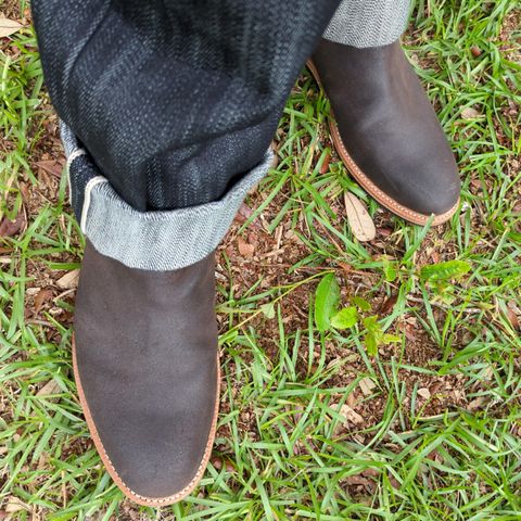 Grant Stone Chelsea Boot in C.F. Stead Earth Waxy Commander Suede