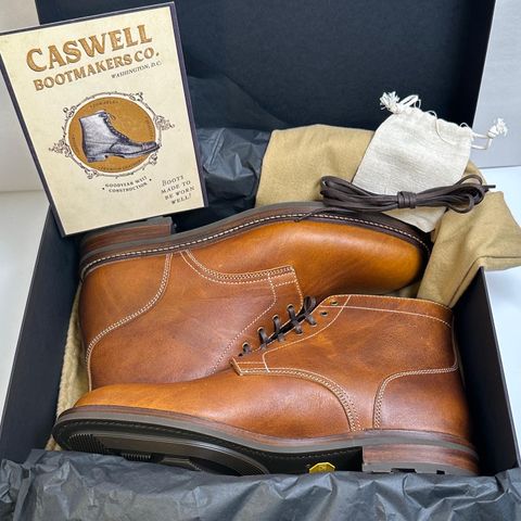 View photo of Caswell Boot Company Lisbon in C.F. Stead Caramel Classic Oiled Shoulder