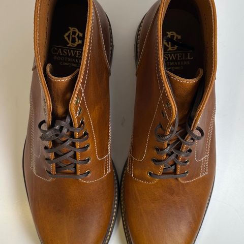 View photo of Caswell Boot Company Lisbon in C.F. Stead Caramel Classic Oiled Shoulder