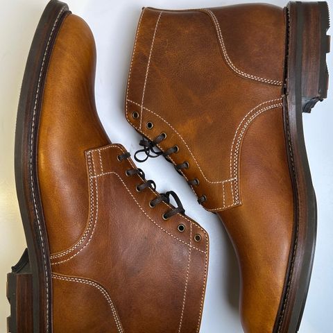 View photo of Caswell Boot Company Lisbon in C.F. Stead Caramel Classic Oiled Shoulder