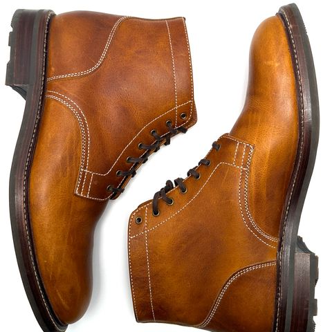 View photo of Caswell Boot Company Lisbon in C.F. Stead Caramel Classic Oiled Shoulder