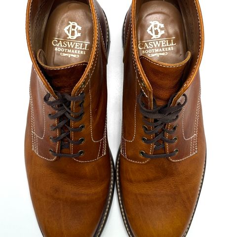 View photo of Caswell Boot Company Lisbon in C.F. Stead Caramel Classic Oiled Shoulder