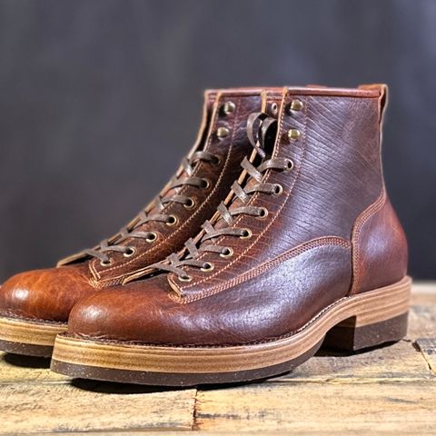 View photo of Caswell Boot Company Carver in Law Tanning Burnt Chiptan Bison