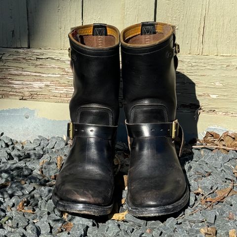 View photo of Role Club Engineer Boots in Horween Black Chromexcel Horsehide