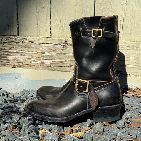 View photo of Role Club Engineer Boots in Horween Black Chromexcel Horsehide