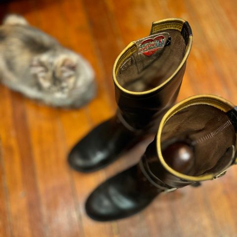 View photo of Role Club Engineer Boots in Horween Black Chromexcel Horsehide