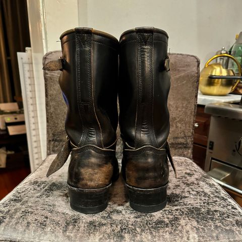 View photo of Role Club Engineer Boots in Horween Black Chromexcel Horsehide