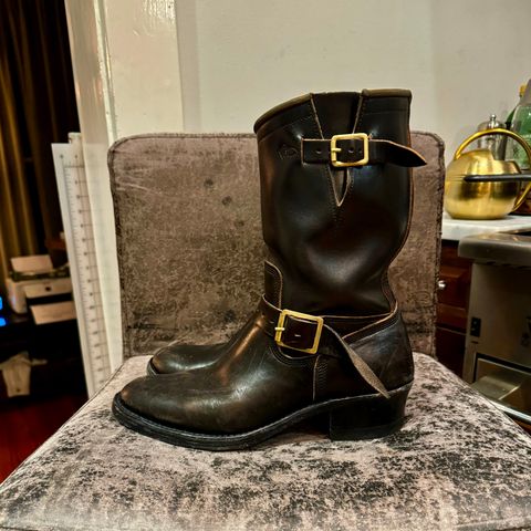 View photo of Role Club Engineer Boots in Horween Black Chromexcel Horsehide