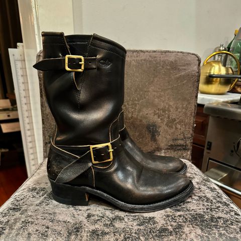 View photo of Role Club Engineer Boots in Horween Black Chromexcel Horsehide