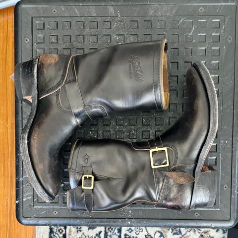 View photo of Role Club Engineer Boots in Horween Black Chromexcel Horsehide