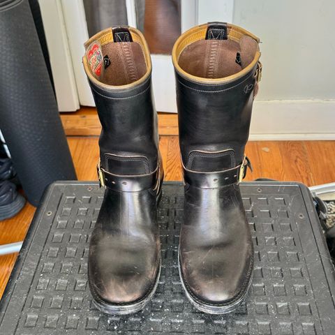 View photo of Role Club Engineer Boots in Horween Black Chromexcel Horsehide