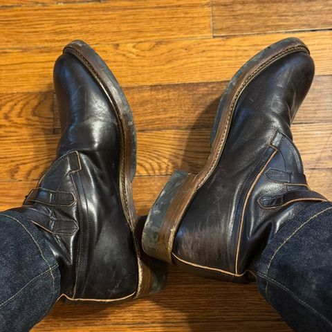 Eastman Leather Tanker Boots in Black Horsehide