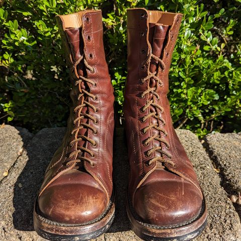 View photo of Eastman Leather Raider Boots in Walnut Horsehide