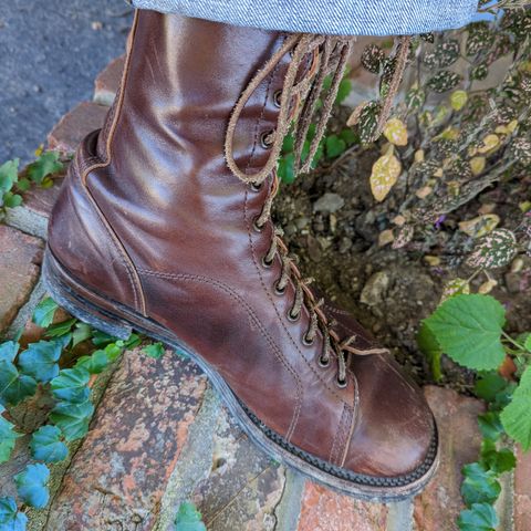 View photo of Eastman Leather Raider Boots in Walnut Horsehide