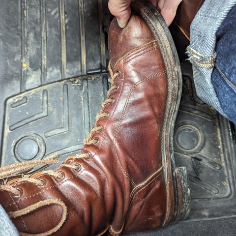 View photo of Eastman Leather Raider Boots in Walnut Horsehide