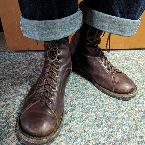 View photo of Eastman Leather Raider Boots in Walnut Horsehide