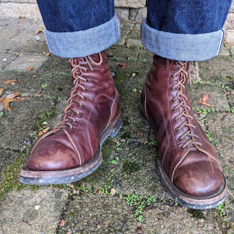 View photo of Eastman Leather Raider Boots in Walnut Horsehide