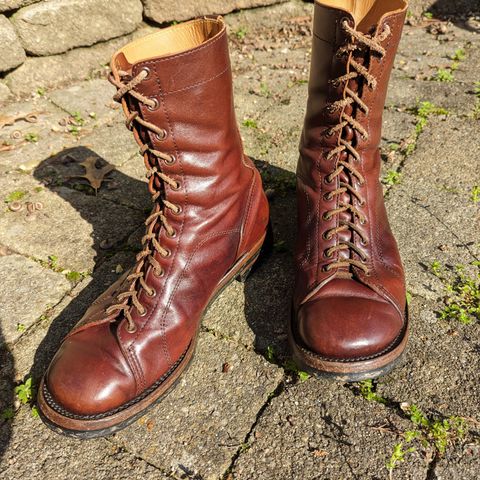 View photo of Eastman Leather Raider Boots in Walnut Horsehide