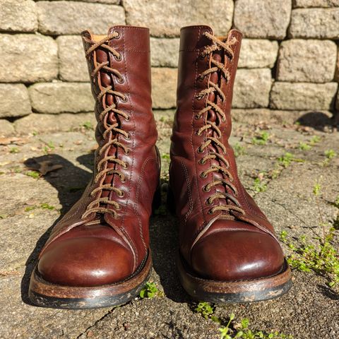 View photo of Eastman Leather Raider Boots in Walnut Horsehide